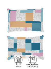 Story@home Arena Grey & White Printed 180 TC Queen Bedsheet & 2 Pillow Covers