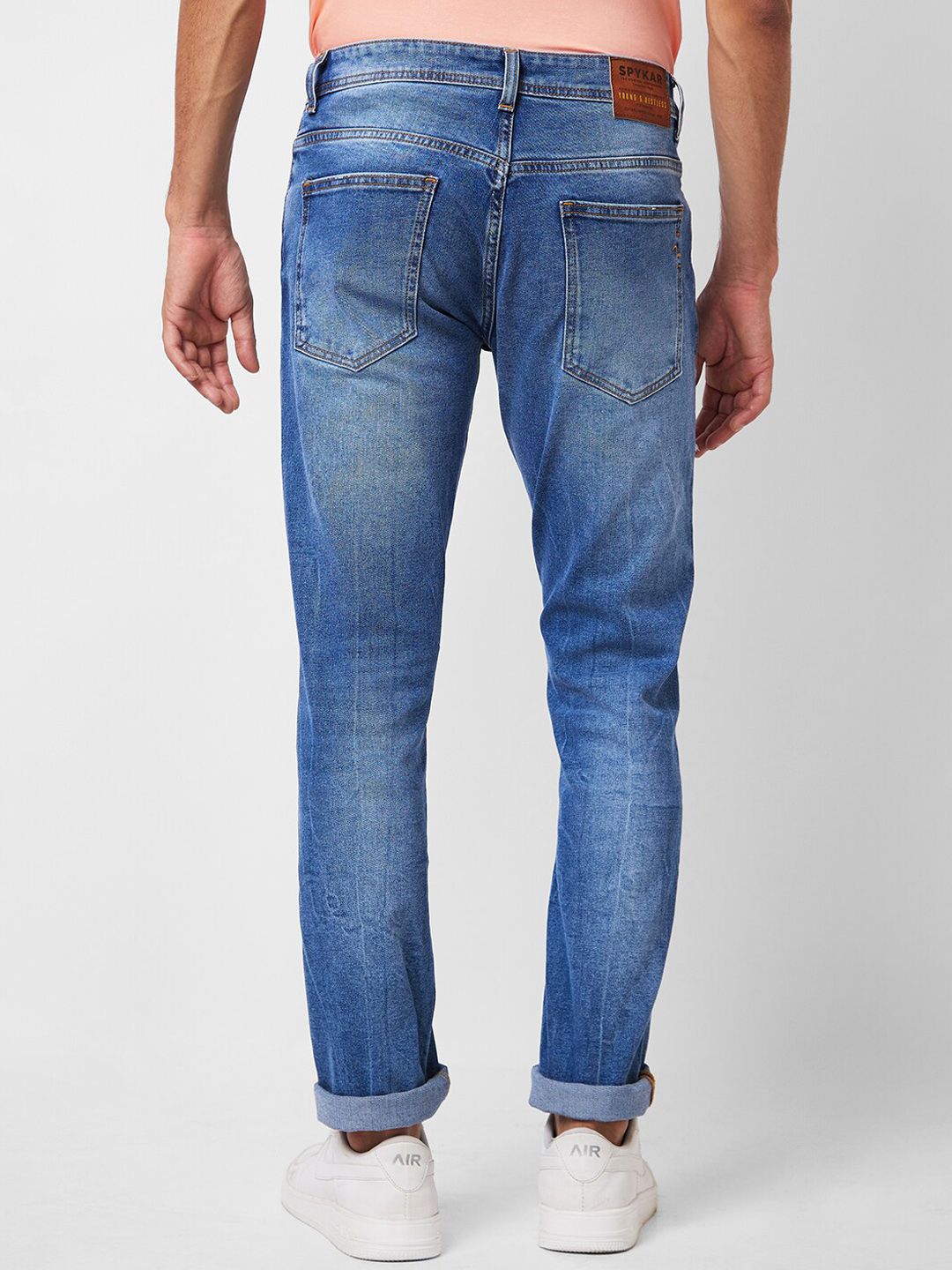 SPYKAR Men Skinny Fit Low-Rise Mildly Distressed Heavy Fade Jeans