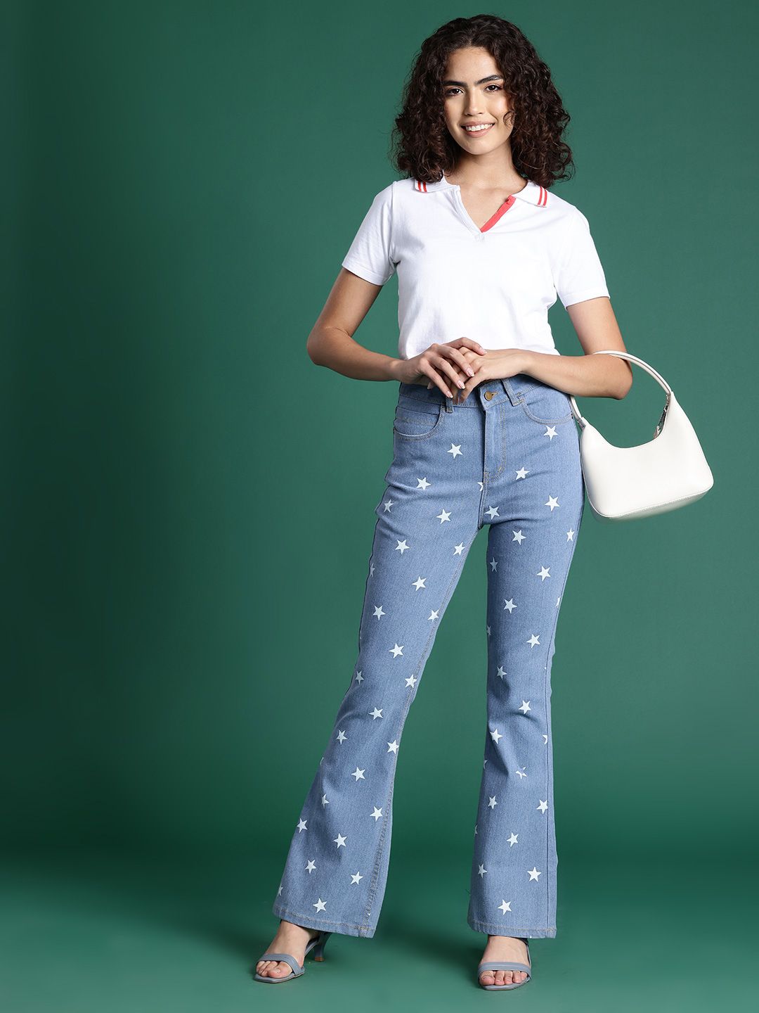 DressBerry Women Flared Fit Printed Mid-Rise Jeans