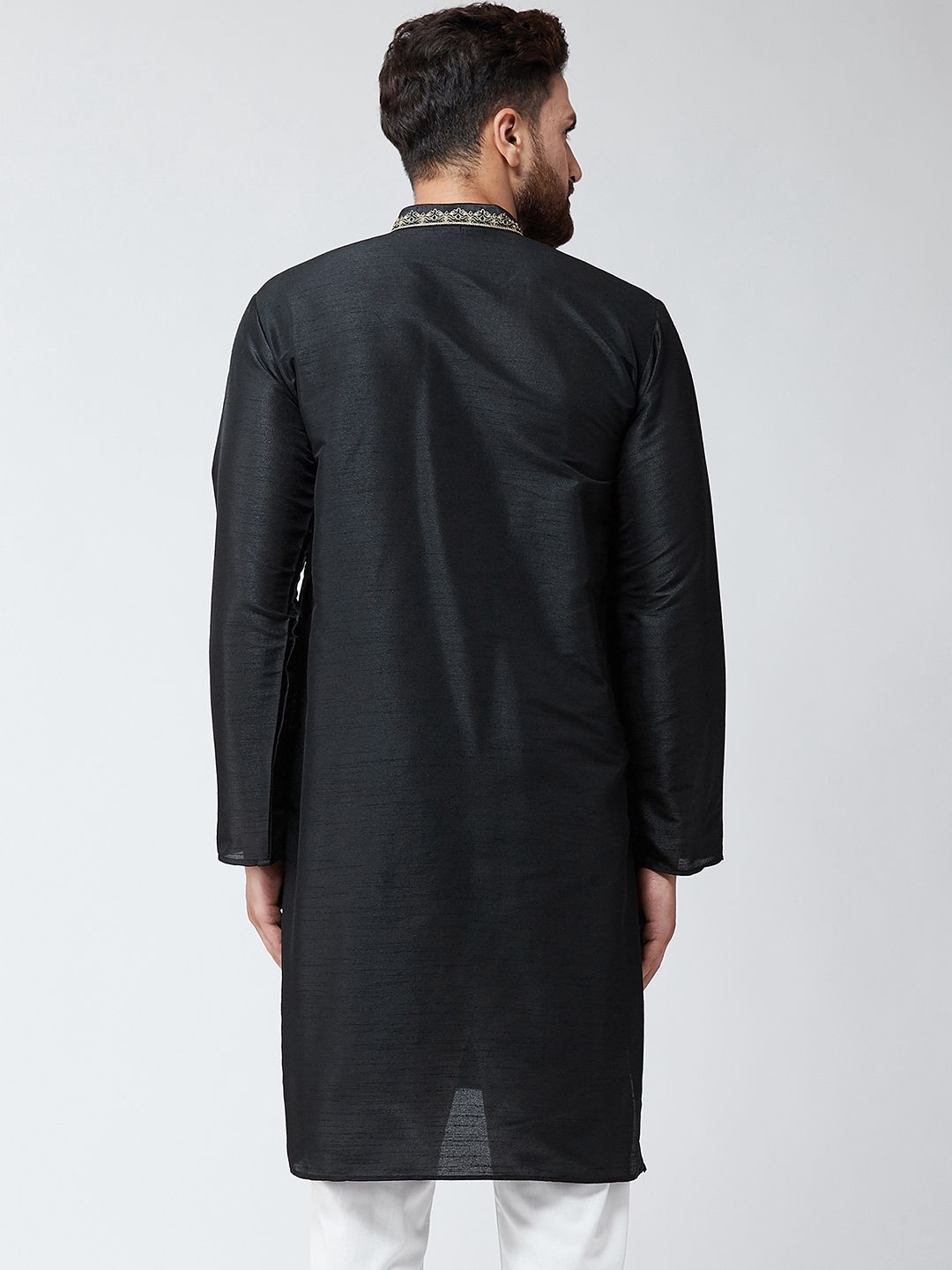 SOJANYA Lelaki Hitam Solid Kurta Lurus