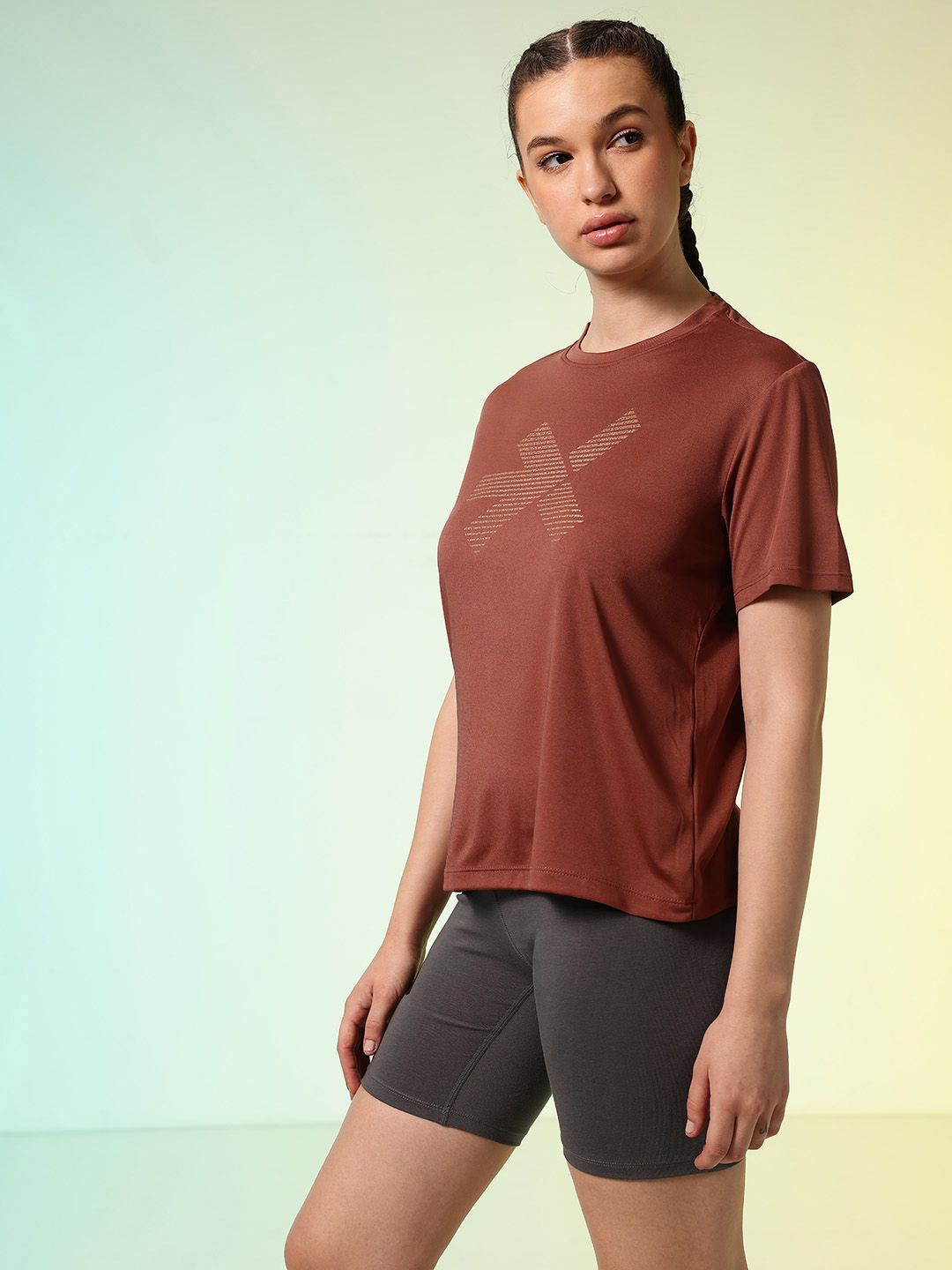 HRX by Hrithik Roshan ACTIVE-GODDESS Brand Logo Printed Rapid Dry Training T-shirt