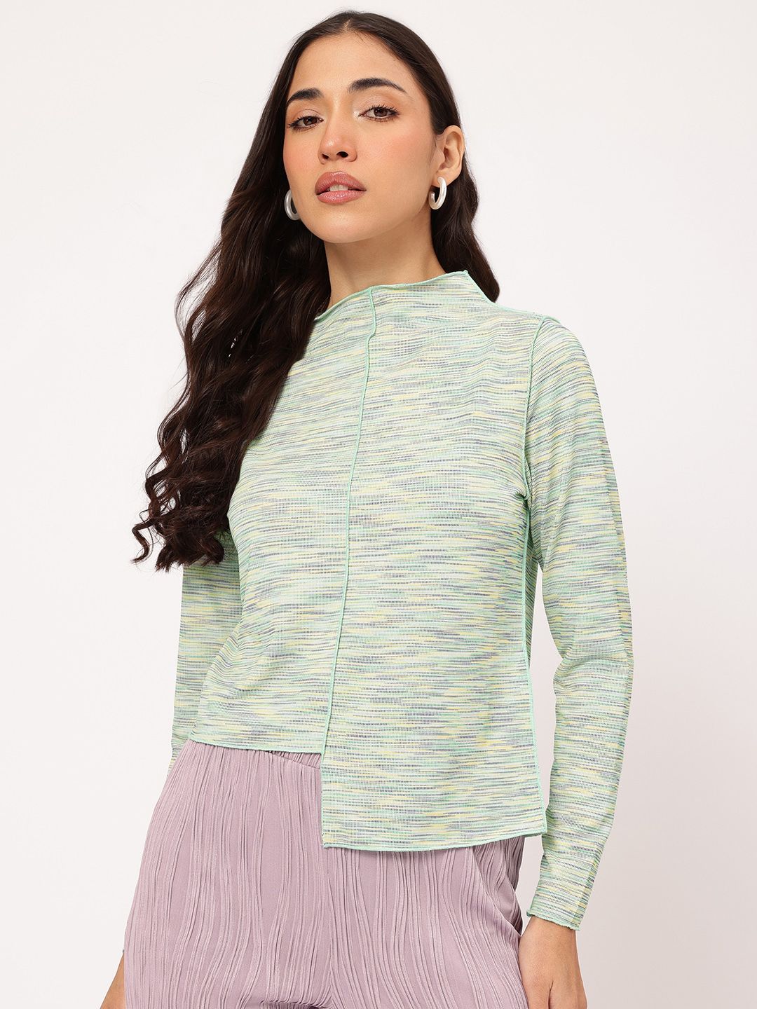 DressBerry Casual Constructs Upturn Stitch Asymmetric Hem Top