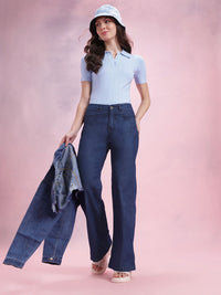 DressBerry Women Wide Leg High-Rise Stretchable Jeans