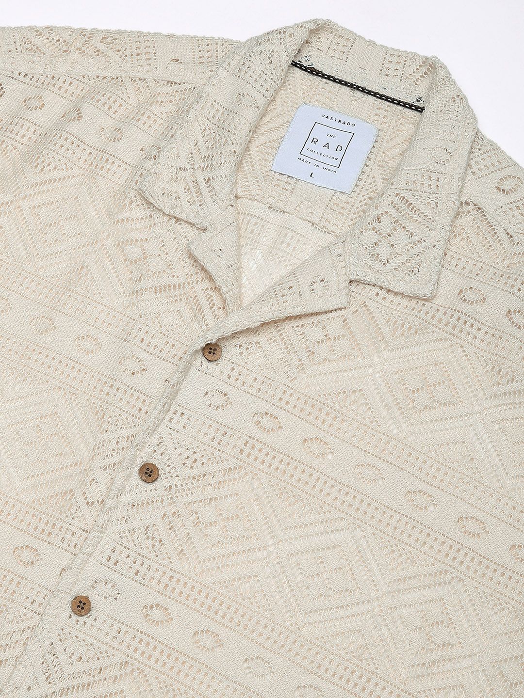 VASTRADO Men Classic Cuban Collar Ethnic Motifs Cotton Oversized Casual Shirt