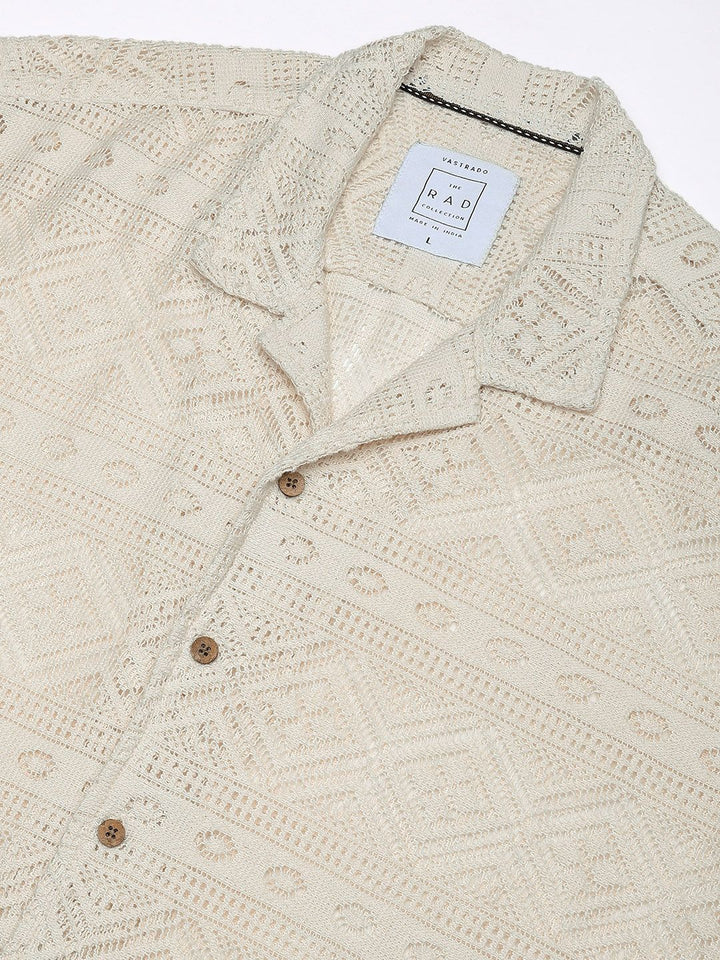 VASTRADO Men Classic Cuban Collar Ethnic Motifs Cotton Oversized Casual Shirt