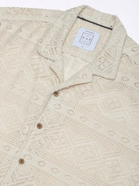 VASTRADO Men Classic Cuban Collar Ethnic Motifs Cotton Oversized Casual Shirt