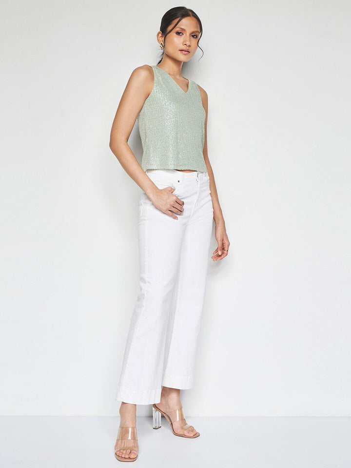 AND Embellished V-Neck Regular Top