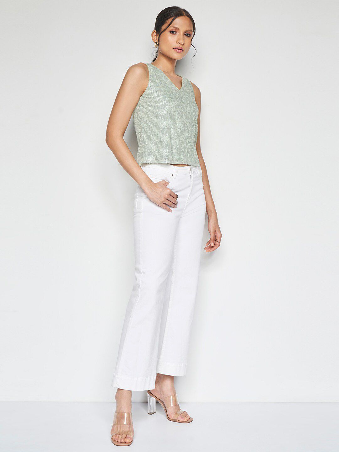 AND Embellished V-Neck Regular Top