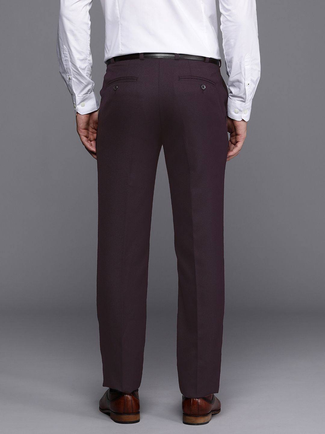Raymond Men Textured Slim Fit Mid-Rise Formal Trousers