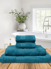 BOMBAY DYEING Blue 4 Pieces Pure Cotton 450 GSM Towel Set