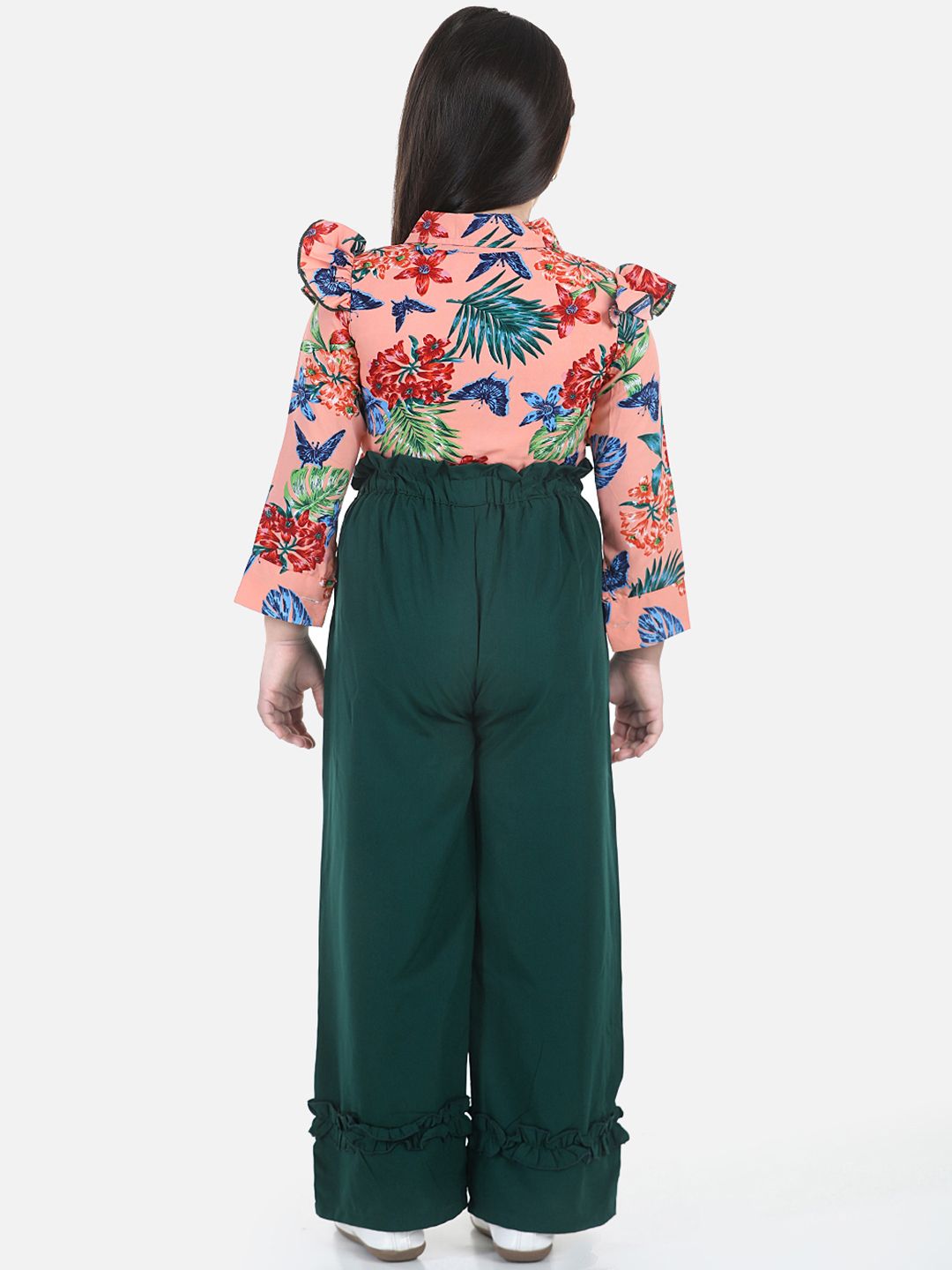 Cutiekins Girls Rust & Green Printed Top with Palazzos