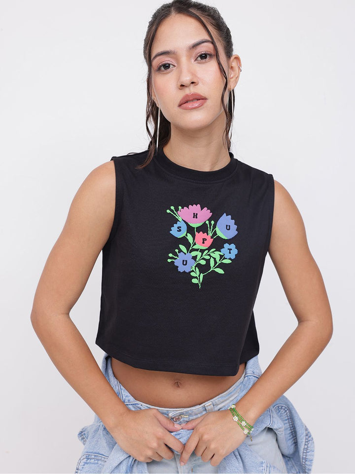 DressBerry Carefree Attitude Sleeveless Crop T-shirt