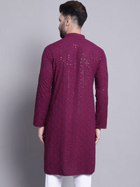 SOJANYA Motif Etnik Kolar Bersulam Berlabuci Kapas Tulen Kurta