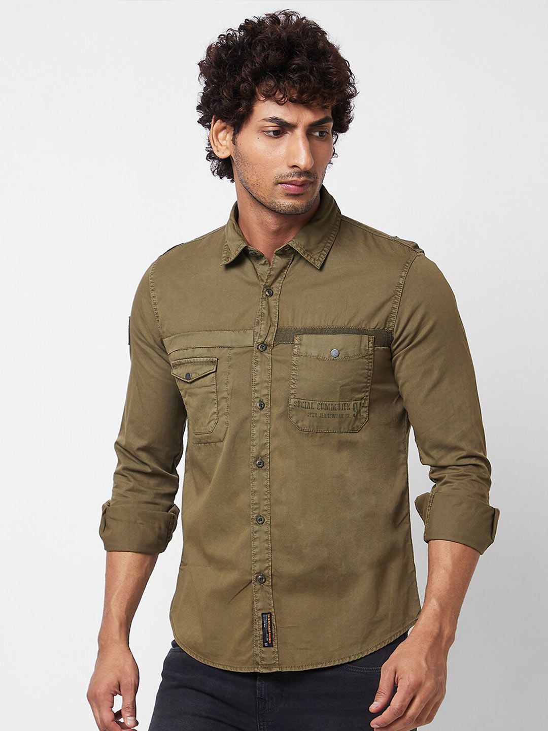 SPYKAR Spread Collar Cotton Casual Shirt