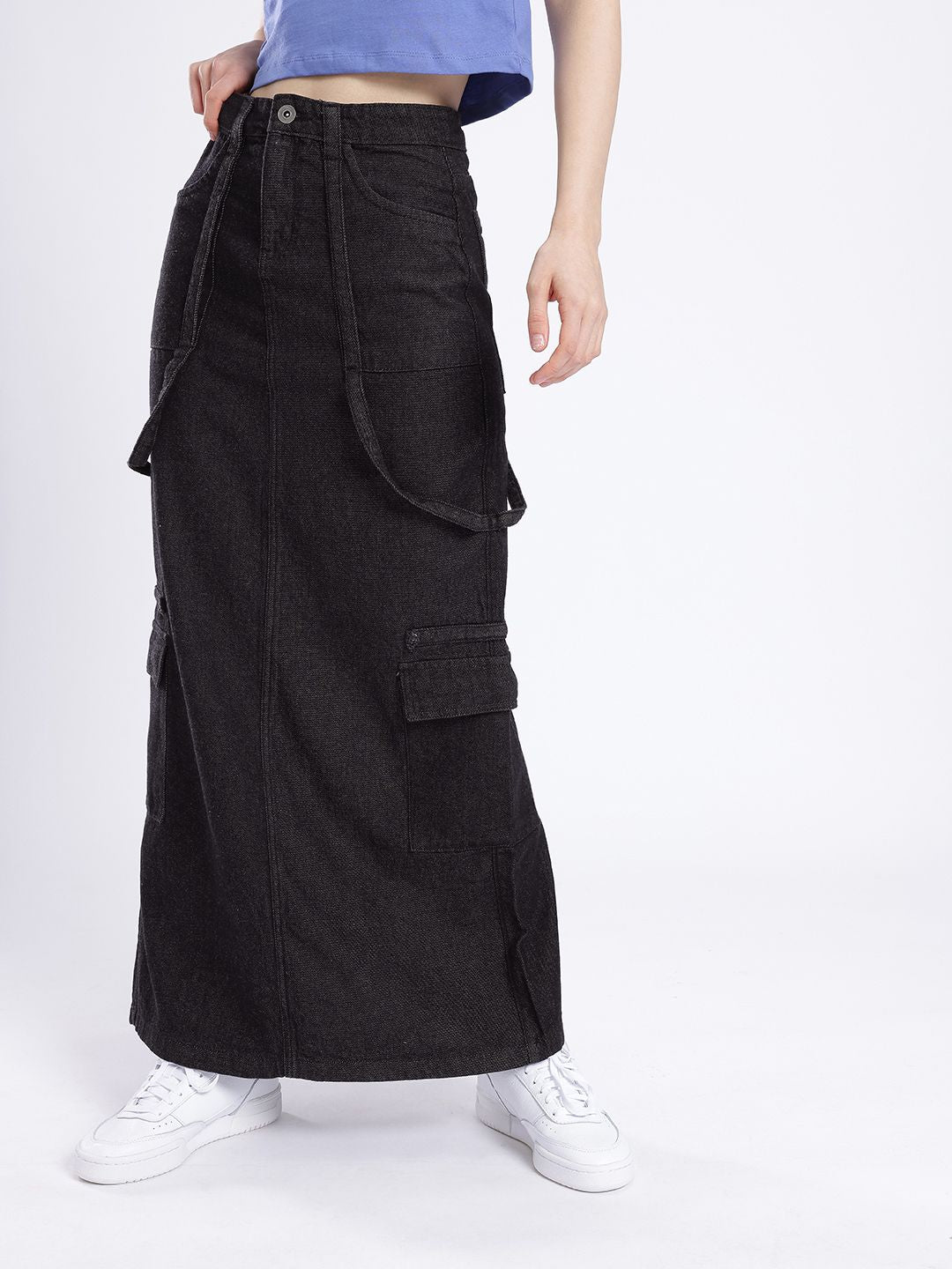 DressBerry Versatile Vogue Cargo Style Denim Maxi Skirt