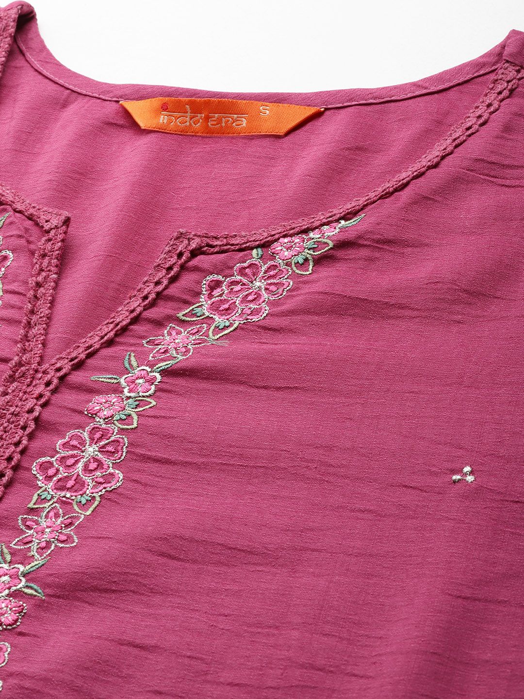 Indo Era Floral Embroidered Thread Work Kurta with Trousers & Dupatta