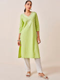 Global Desi Ethnic Motifs Embroidered Straight Kurta