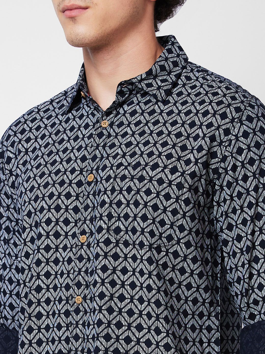 SPYKAR Geometric Printed Cotton Casual Shirt