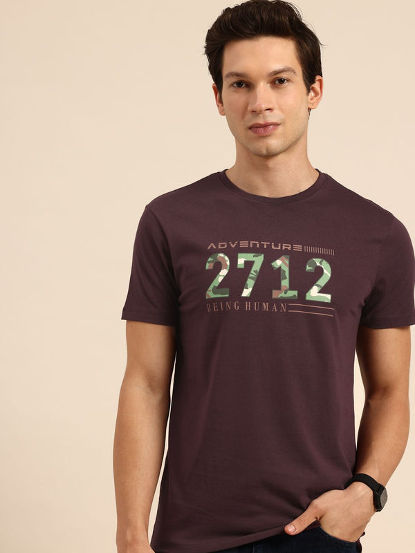 Being Human Typography Printed Pure Cotton Slim Fit T-shirt