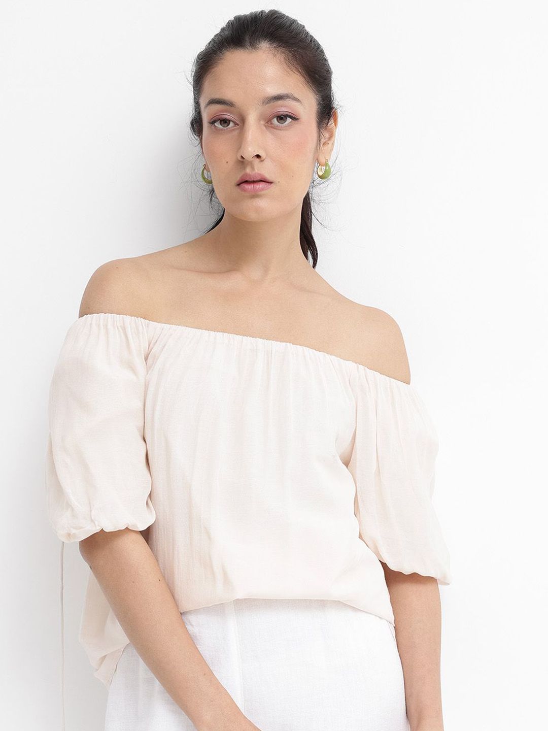Rareism Off-bahu Puff Lengan Atas