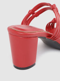 DressBerry Women Red Knot Detail Block Heels