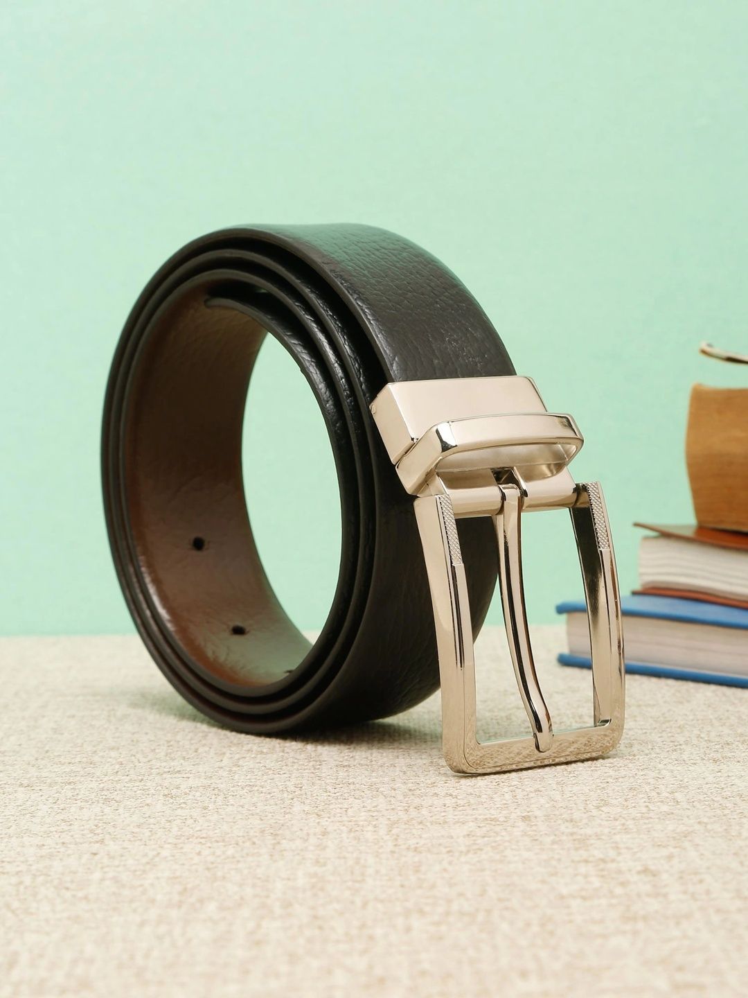 Teakwood Leathers Men Textured Leather Reversible Formal Belt