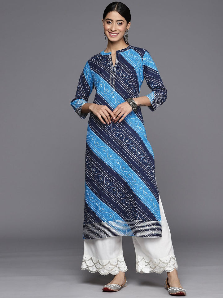 Varanga Women Navy Blue & Blue Bandhani Printed Kurta