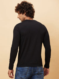 Being Human Men Typography Printed Henley Neck Raw Edge T-shirt