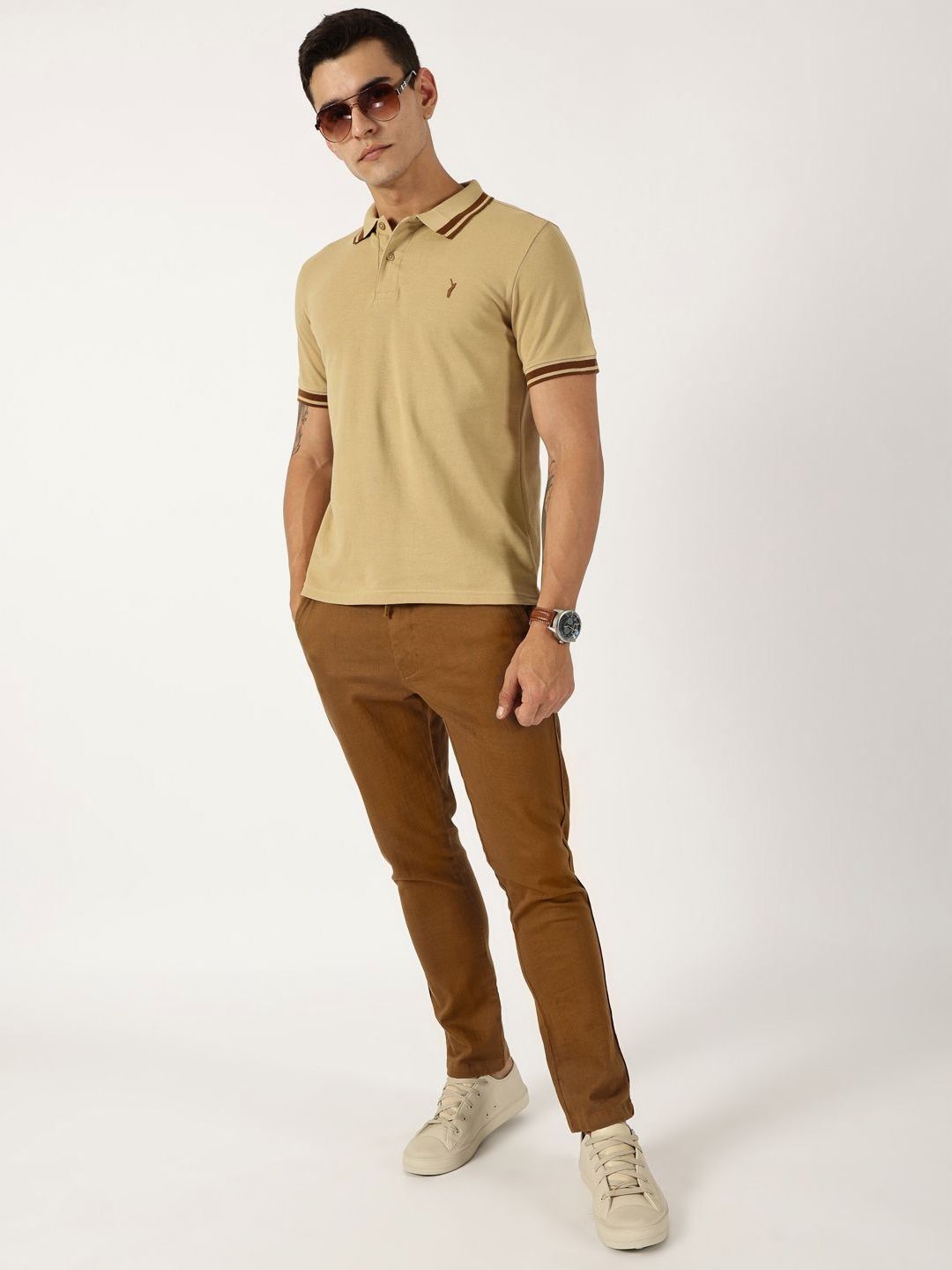 Thomas Scott Men Solid Polo Collar Cotton T-shirt
