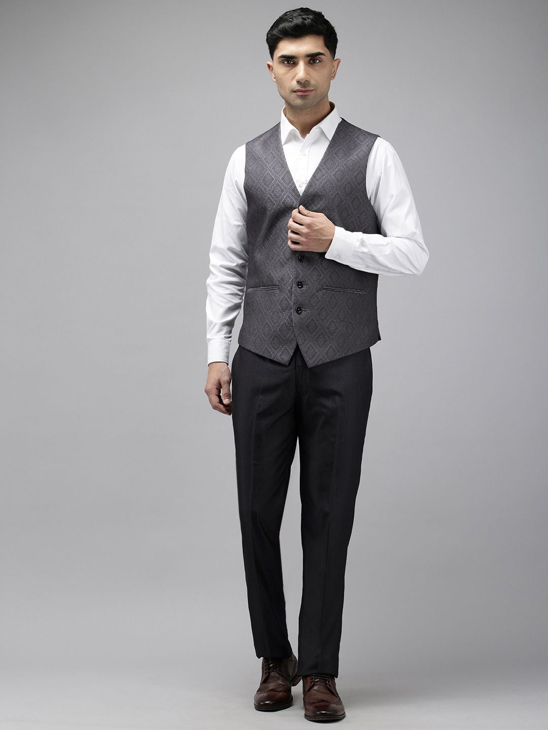 Park Avenue Super Slim Fit Notched Lapel Single-Breasted 3 Piece Suit