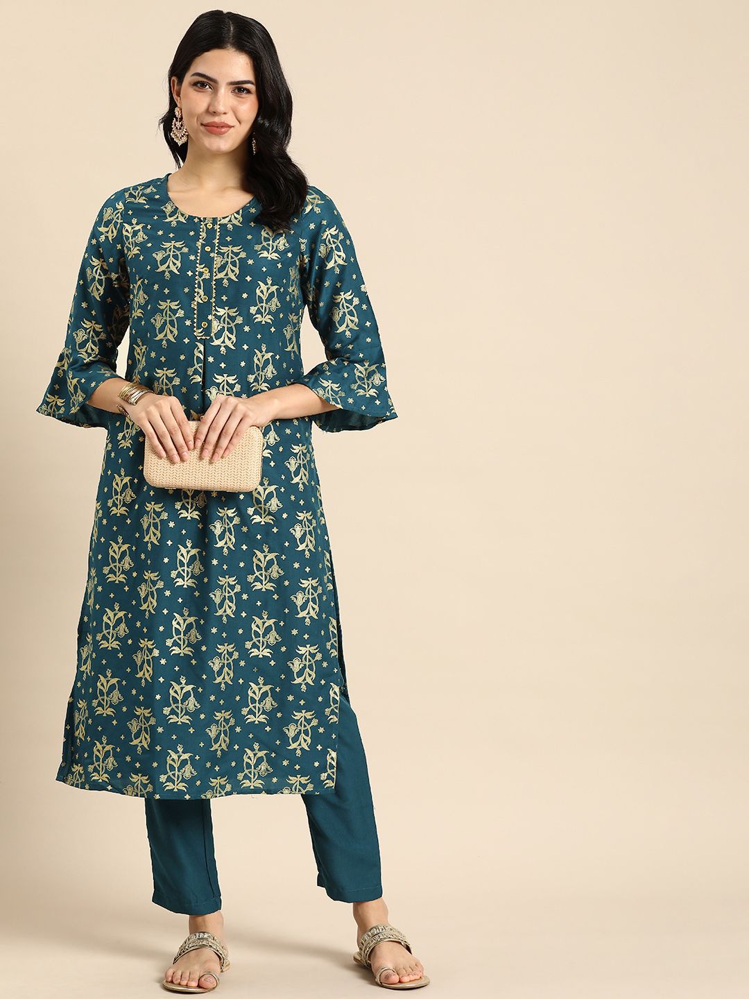 Anouk Ethnic Motifs Printed Regular Kurta with Trousers