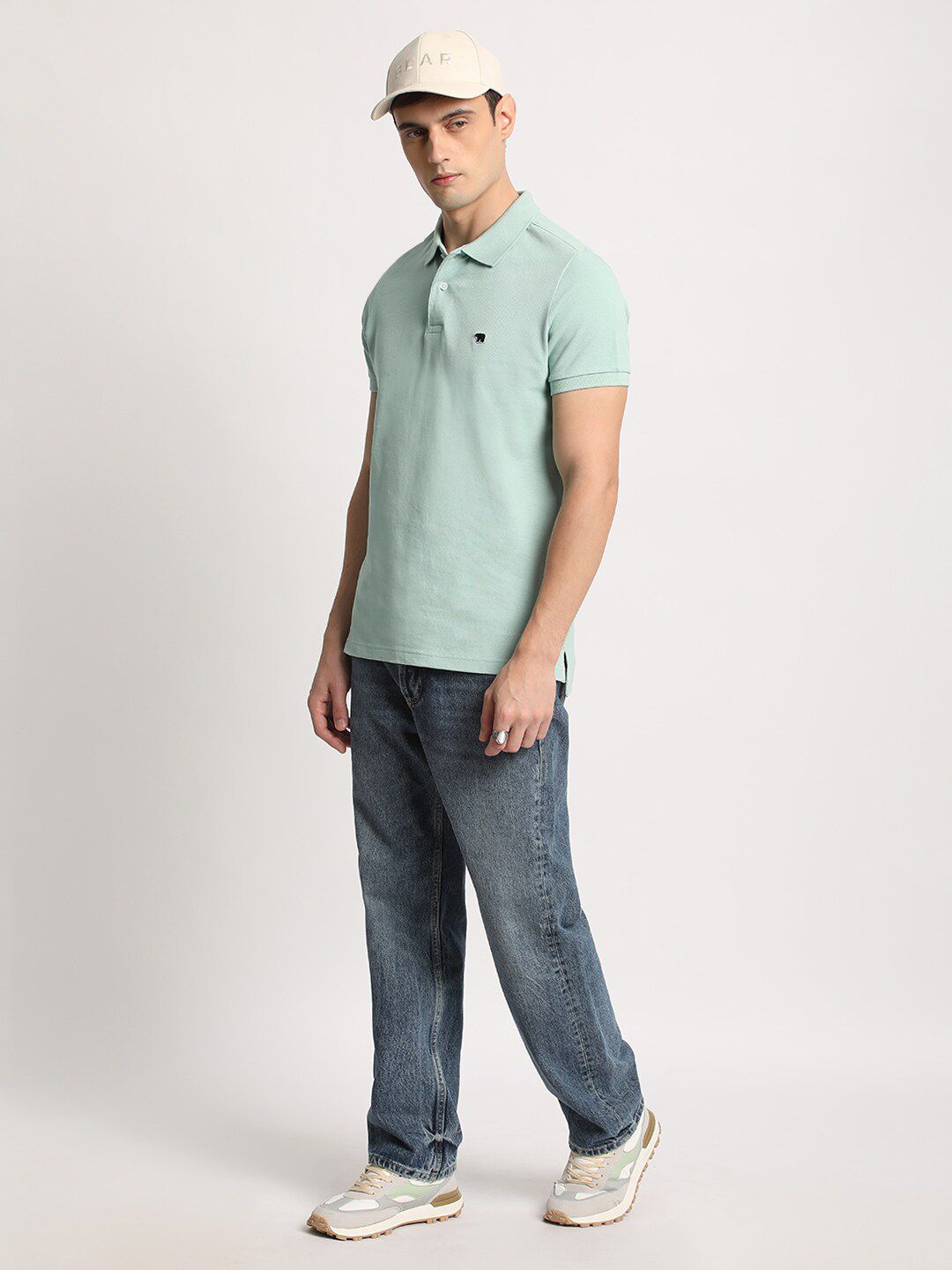 THE BEAR HOUSE Men Solid Slim Fit Cotton Polo Collar T-Shirts