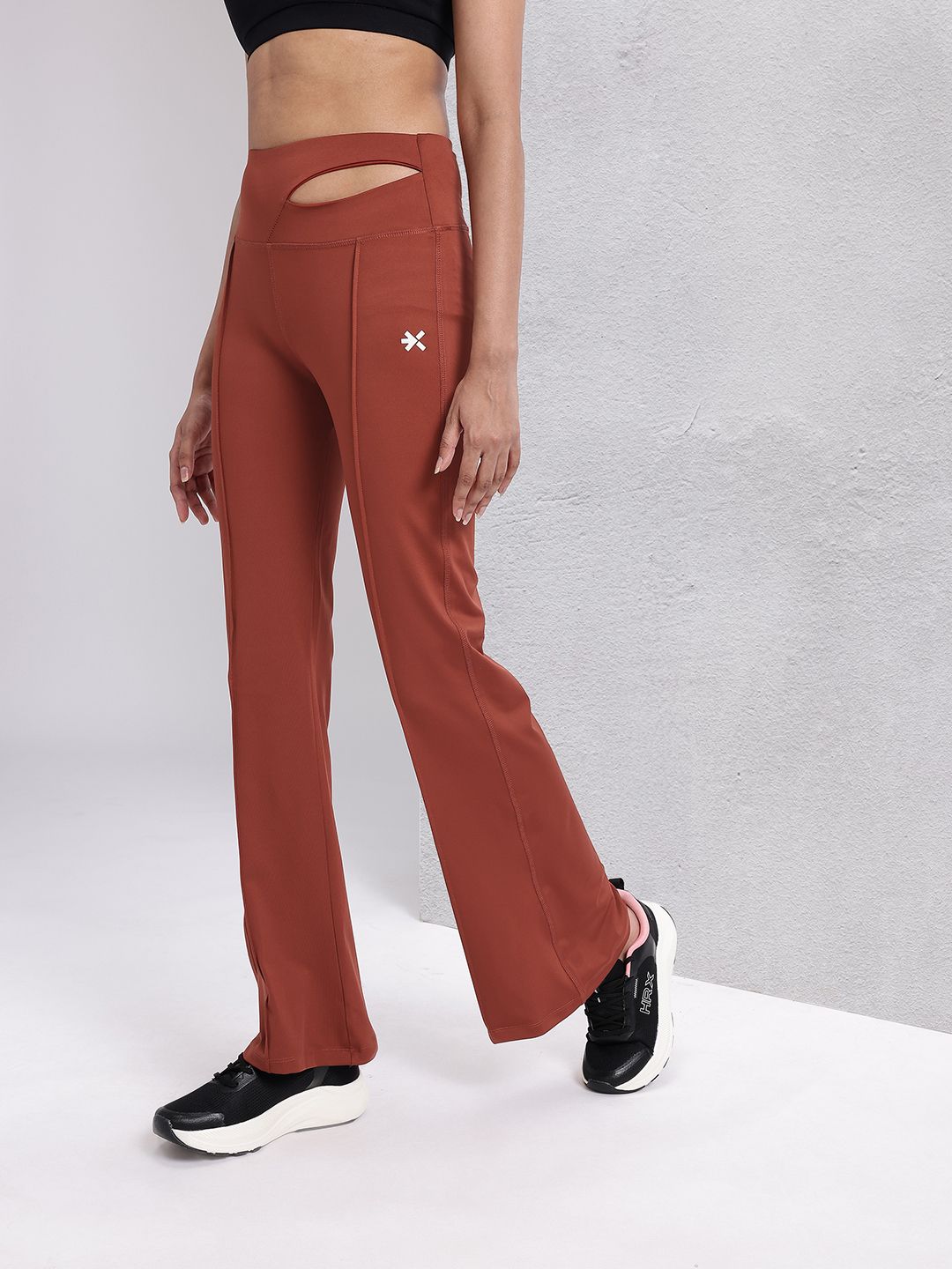 HRX by Hrithik Roshan Women High-Rise Cut-Out Detail Rapid-Dry Flared Training Tights