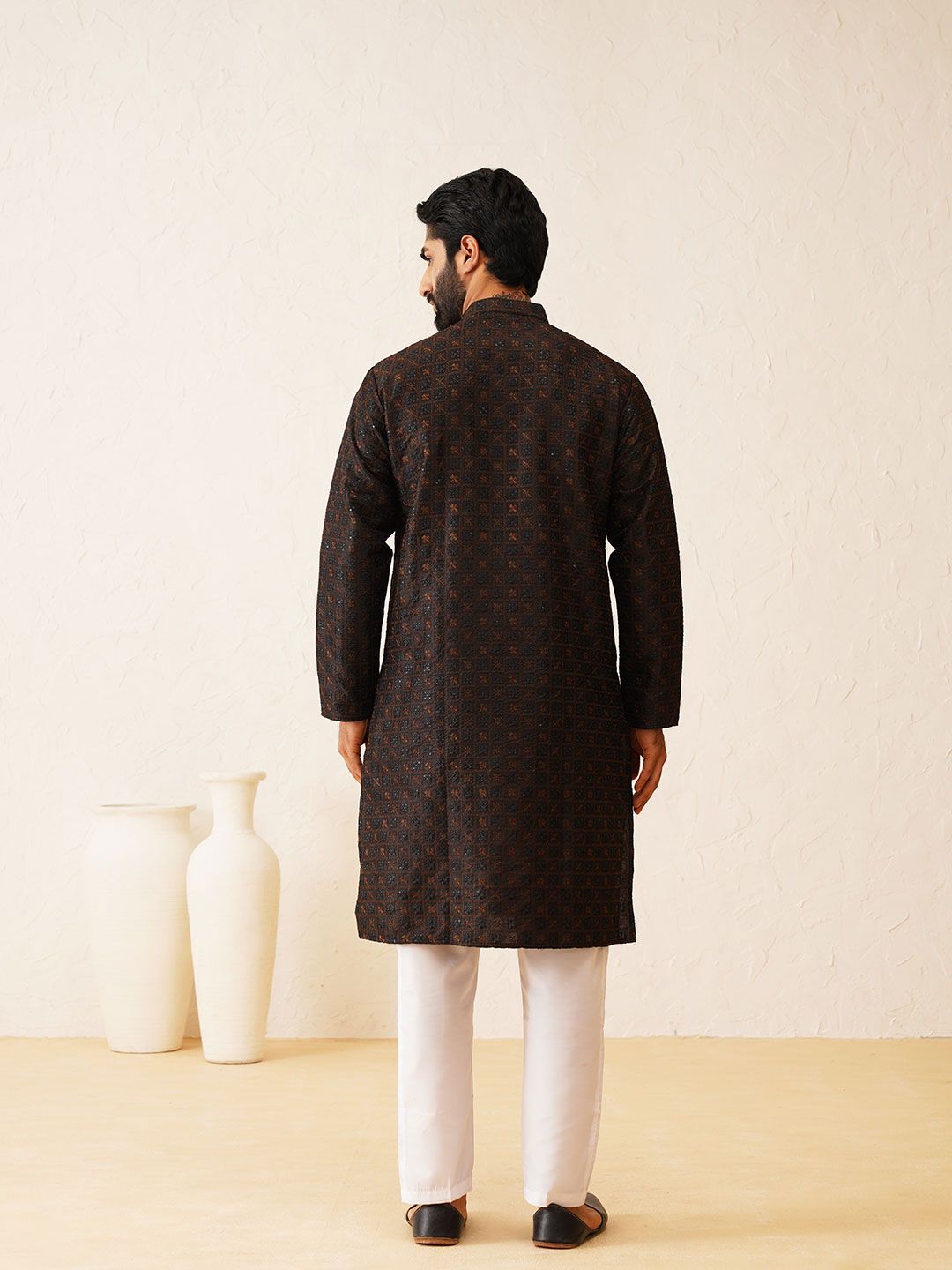 SOJANYA LUXE Ethnic Motifs Embroidered Straight Kurta with Pyjamas