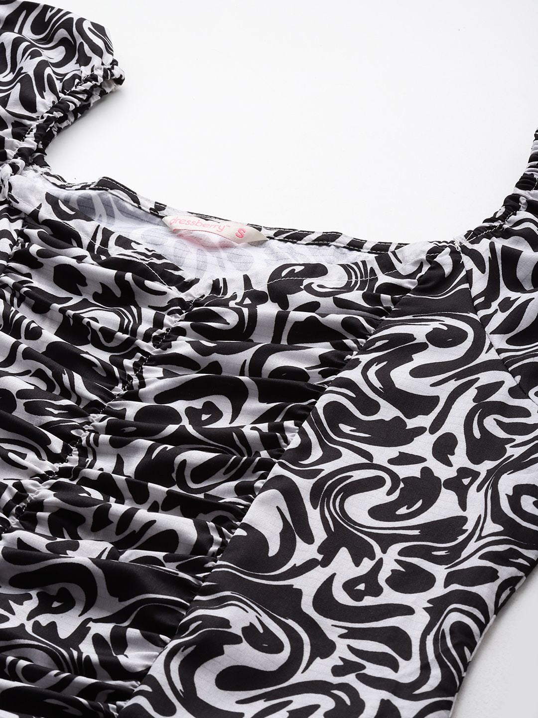 DressBerry Print Sweetheart Neck Ruched Top