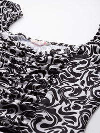 DressBerry Print Sweetheart Neck Ruched Top
