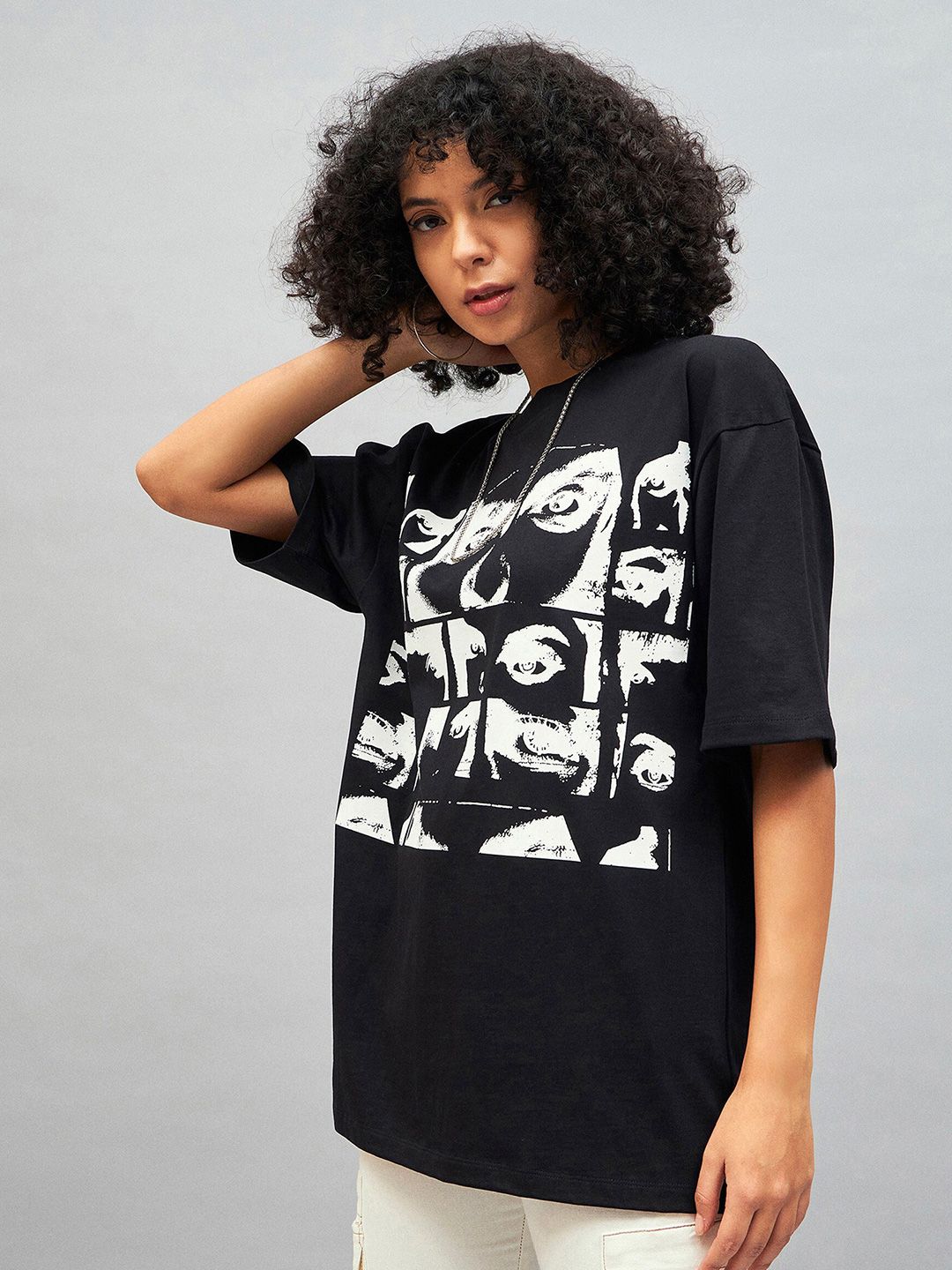 SASSAFRAS Retro Photographic Printed Drop-Shoulder Oversized Pure Cotton T-shirt