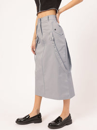DressBerry Urban Elegance Belt Detail Straight Midi Skirt