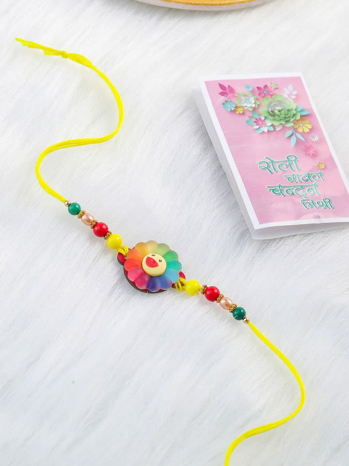 Rakhi Manik Tiruan Pelbagai Warna Kanak-kanak NVR dengan Roli Chawal Chandan &amp; Mishri