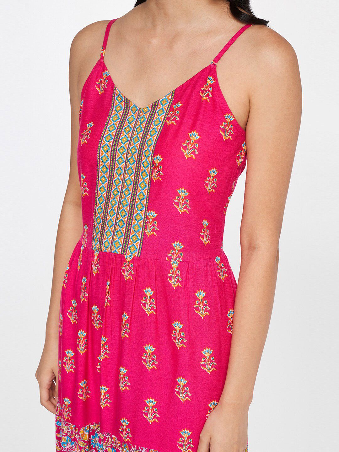 Global Desi Pink Floral Maxi Dress