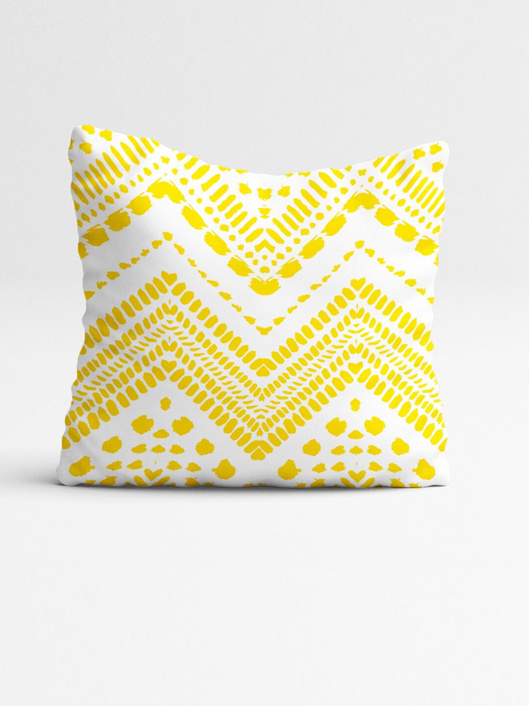 STITCHNEST Teal & Yellow Set of 5 Geometric Square Cushion Covers