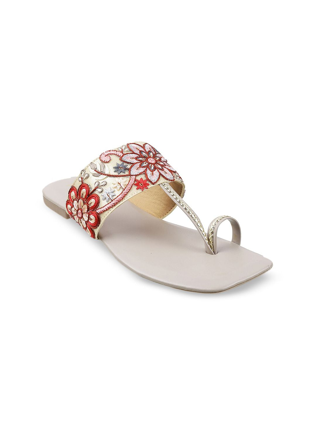 Metro Women Grey Embellished One Toe Flats