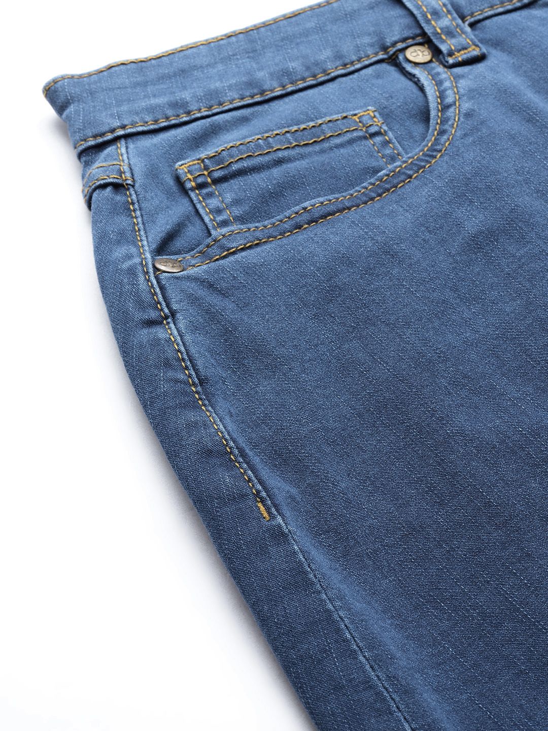 DressBerry Blue Solid Casual Denim Straight Skirt