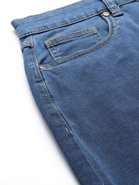 DressBerry Blue Solid Casual Denim Straight Skirt