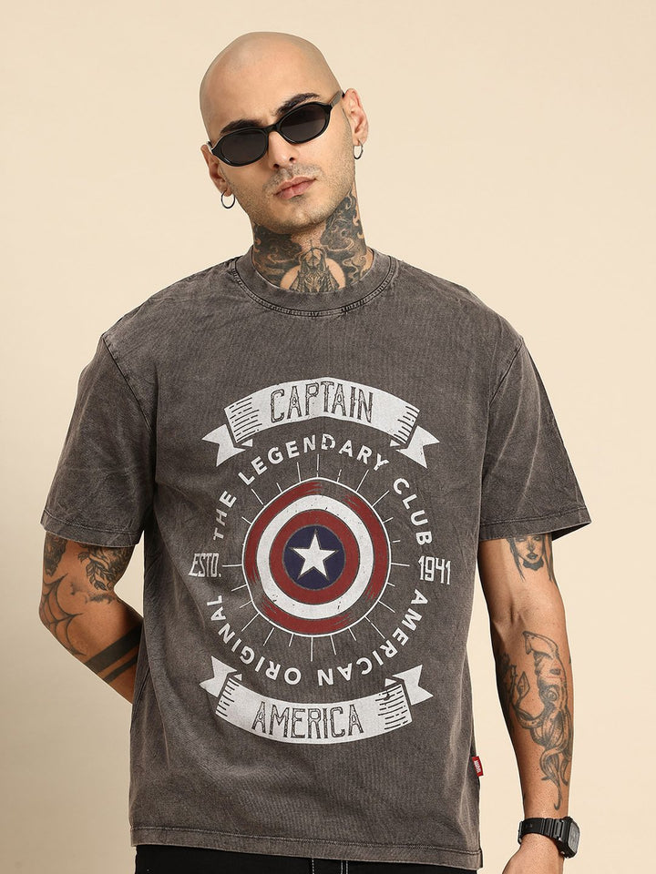 Being Human Pure Cotton Captain America Printed Relaxed Fit T-shirt