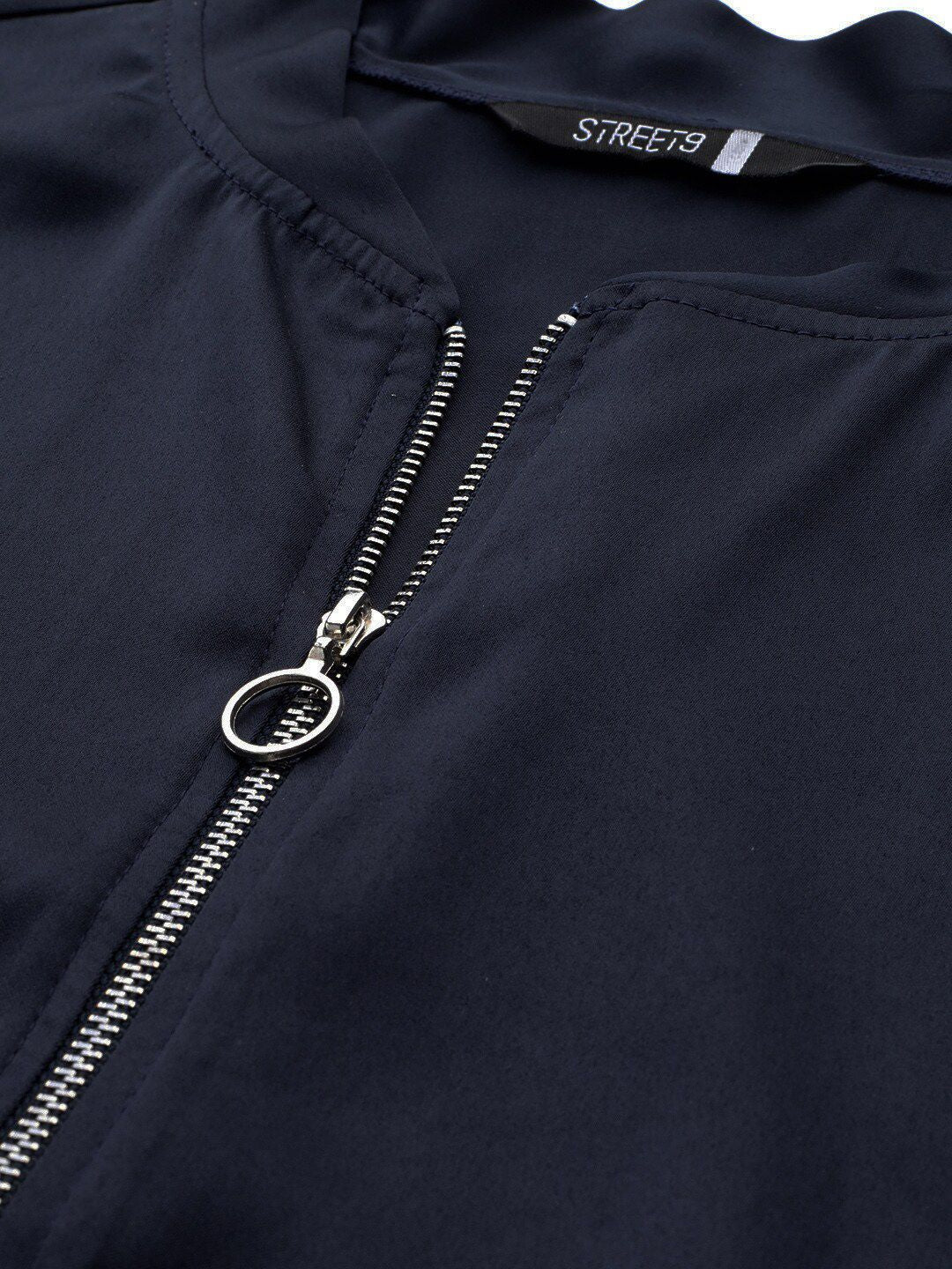 STREET 9 Women Navy Blue Solid Lightweight Sporty Jacket
