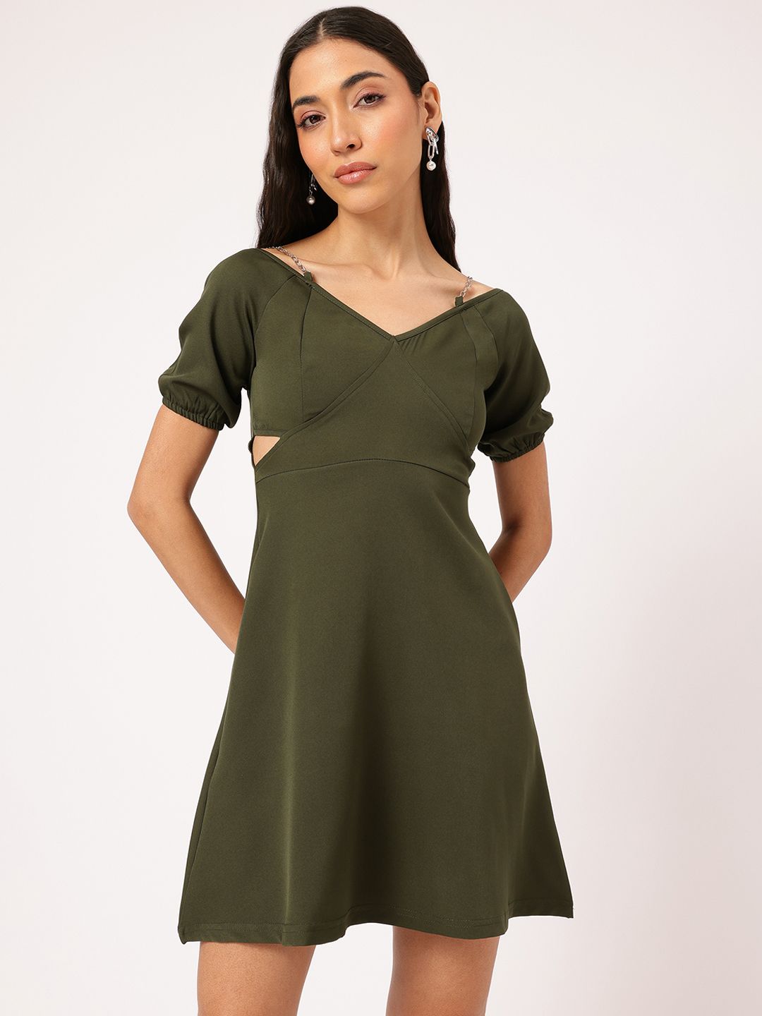 DressBerry Urban Chic Cut-Out Waist Chain Straps Mini Dress