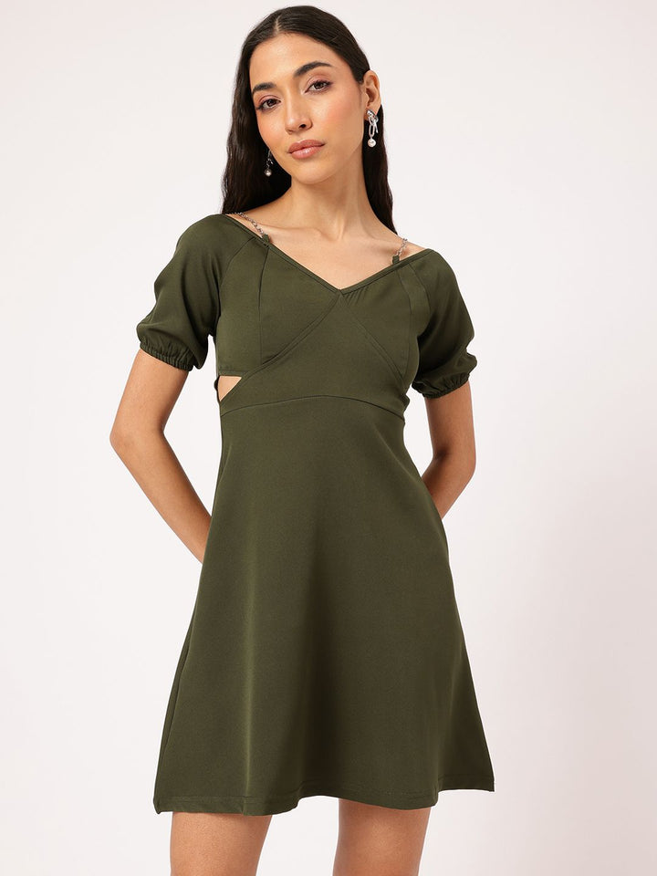 DressBerry Urban Chic Cut-Out Waist Chain Straps Mini Dress