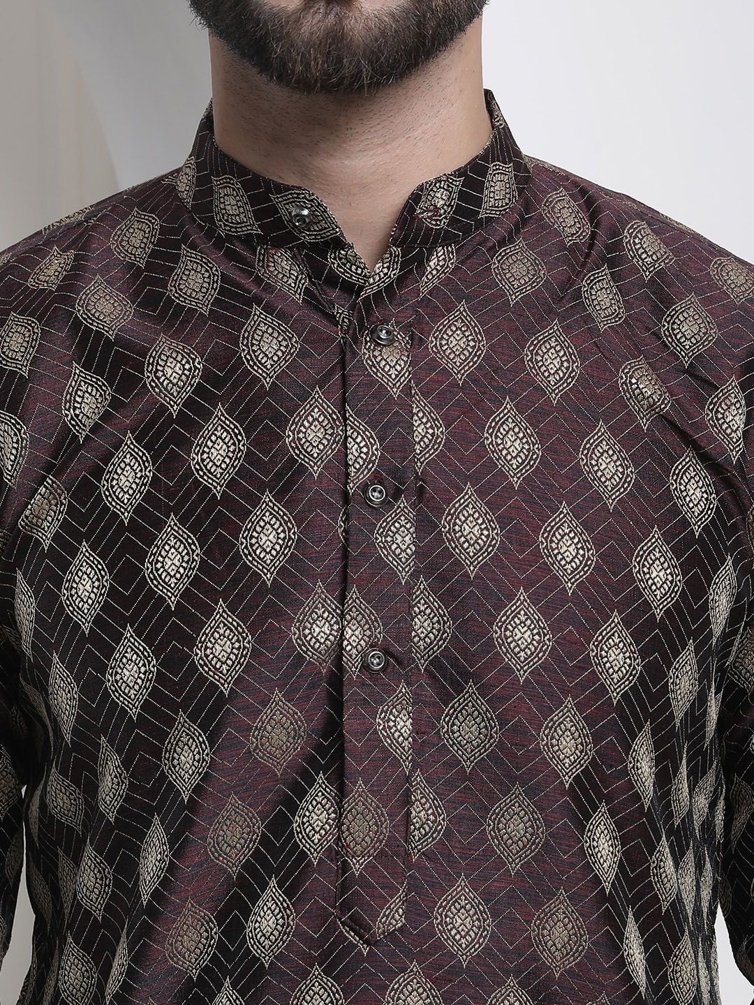 SOJANYA Kolar Mandarin Zari Motif Etnik Kurta