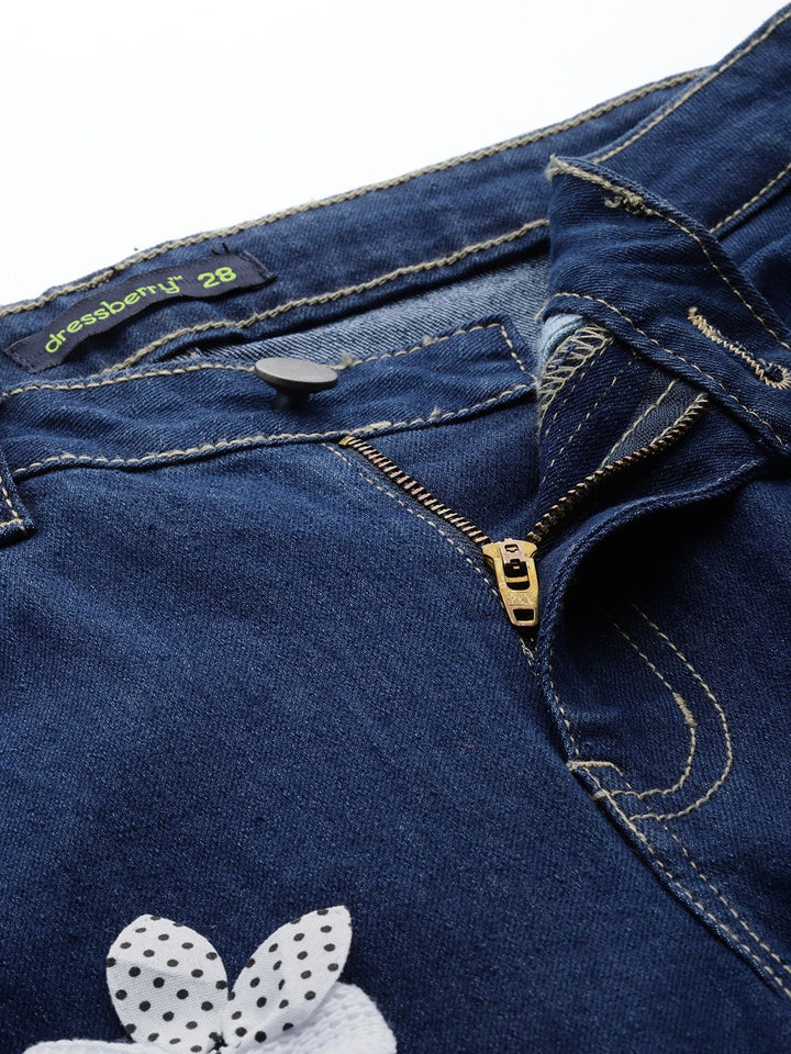 DressBerry Women Stretchable Straight Fit Jeans with Bow-Detail